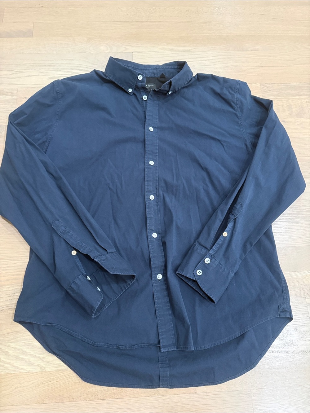 Rag & Bone XL Fit 2 Men's Navy Button-Down Shirt - Classic Long Sleeve